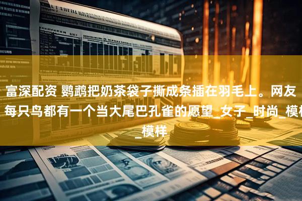 富深配资 鹦鹉把奶茶袋子撕成条插在羽毛上。网友：每只鸟都有一个当大尾巴孔雀的愿望_女子_时尚_模样